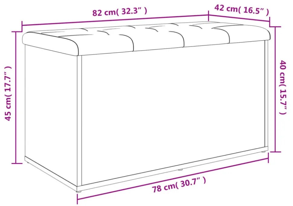betonszürke szerelt fa tárolópad 82 x 42 x 45 cm