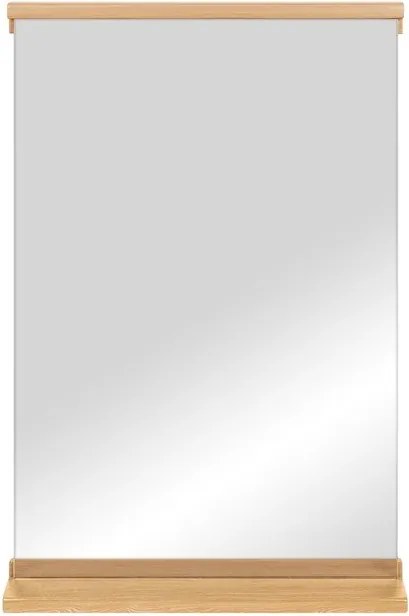 Fali tükör polccal tömörfa kerettel 50x75 cm Lun – noo.ma