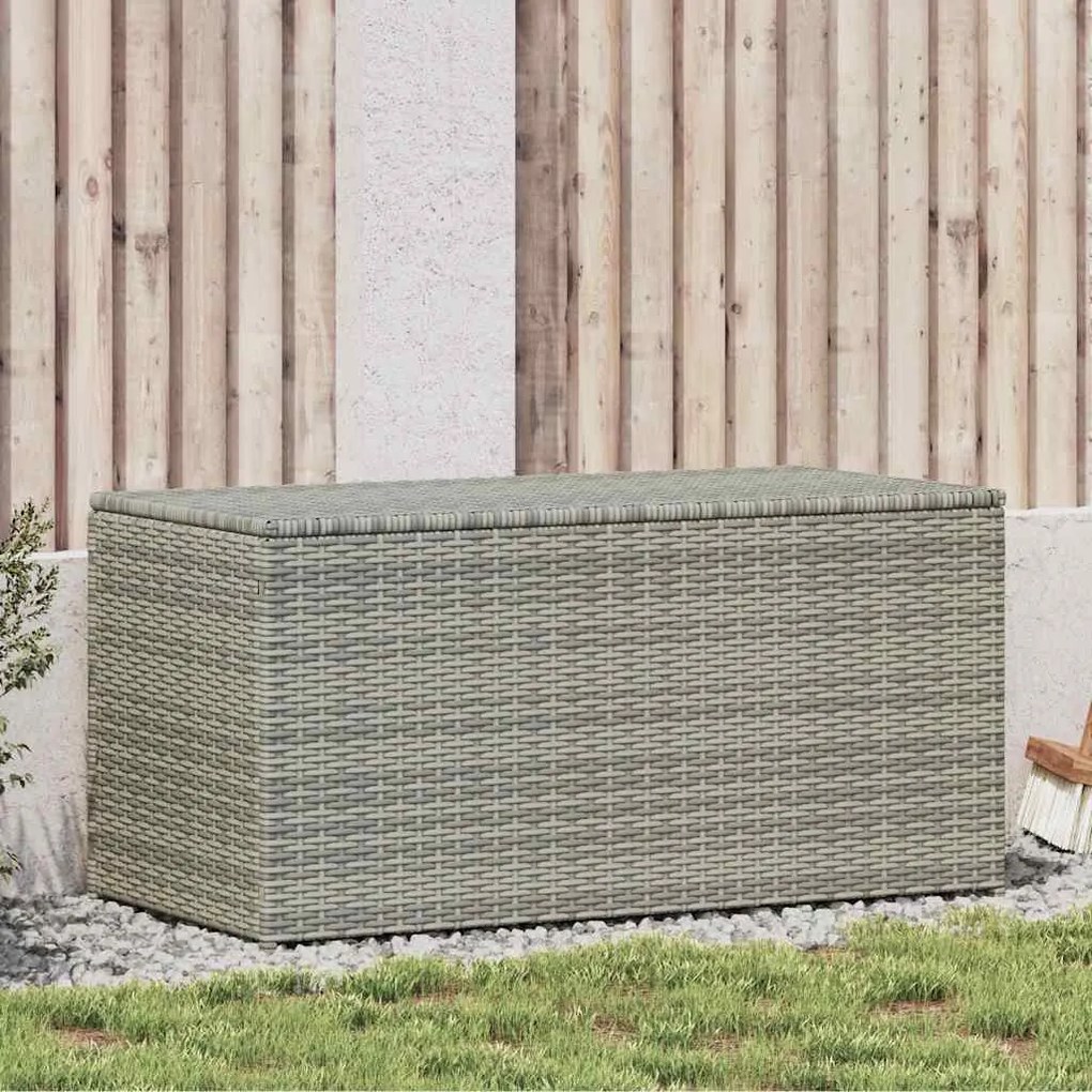 Szürke Polyrattan Kerti Tárolóláda 100 X 50 X 50 Cm