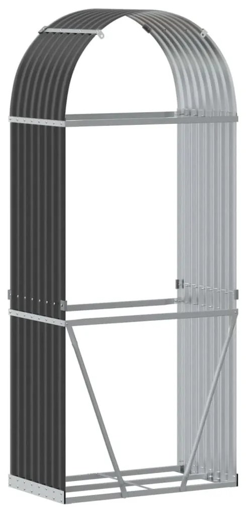 antracitszürke horganyzott acél rönktartó 80 x 45 x 190 cm