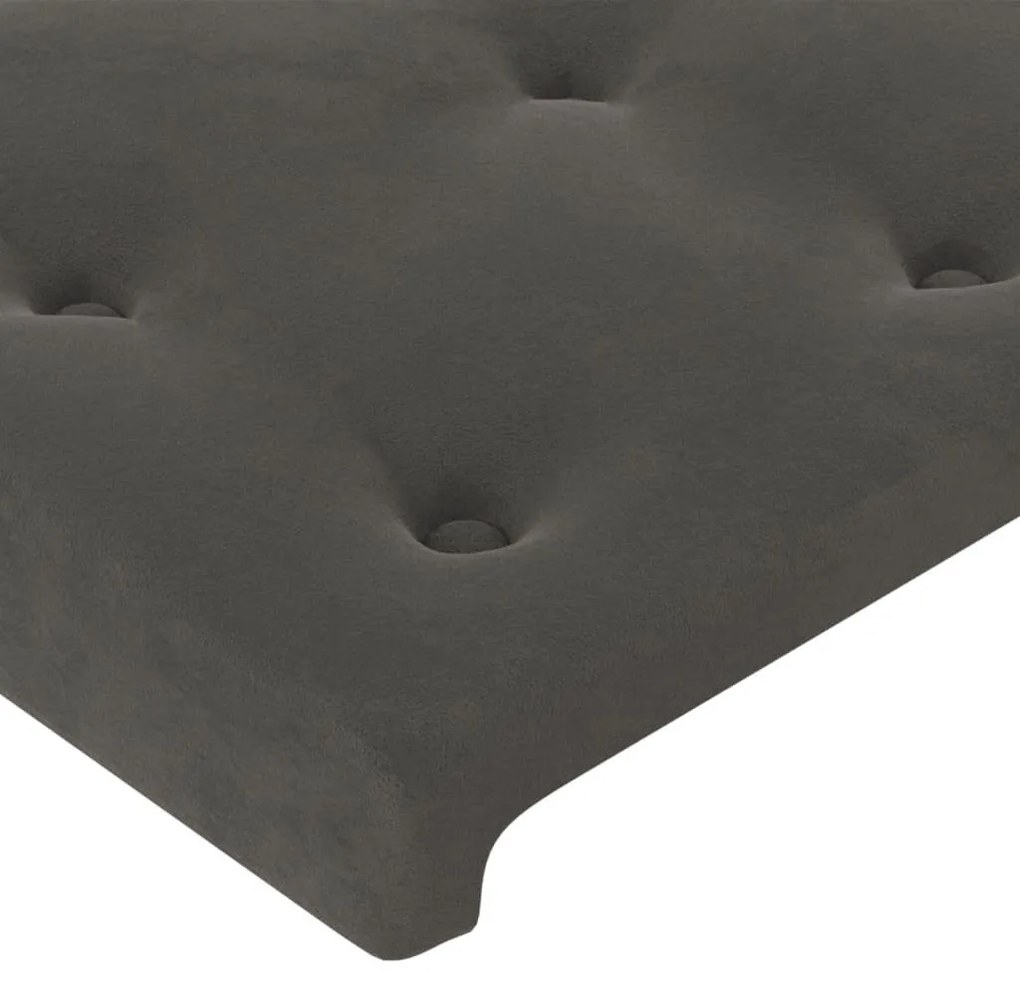 sötétszürke bársony LED-es fejtámla 203x16x118/128 cm