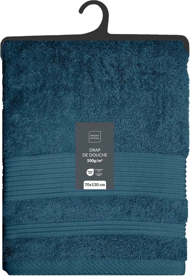 Sötétkék frottír pamut fürdőlepedő 70x130 cm Tendresse – douceur d'intérieur