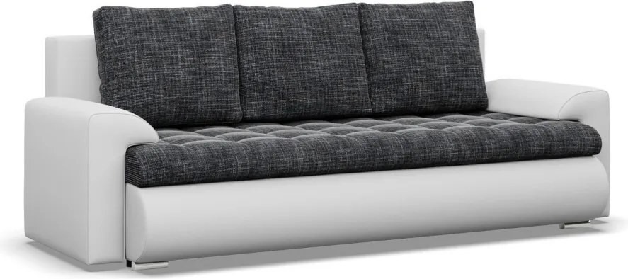 Tokio kanapéágy, fonott + műbőr, sötétszürke - fehér