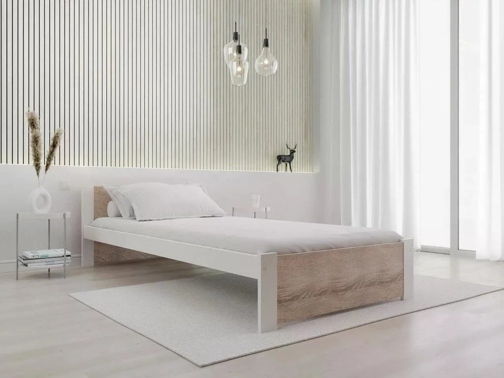 Ágy IKAROS 80 x 200 cm, fehér/sonoma tölgy Ágyrács: Lamellás ágyrács, Matrac: Sommera 18 cm matrac