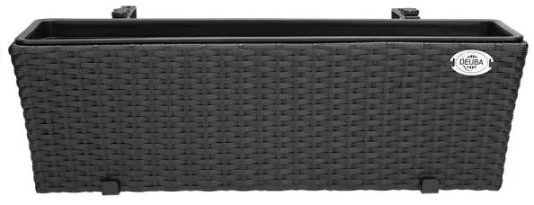 Casaria® polyrattan virágtartó fekete 2 darabos
