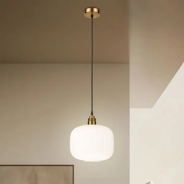 HECTOR kábeles csillár 1xE27/15W/230V fehér/sárgaréz átm. 25 cm
