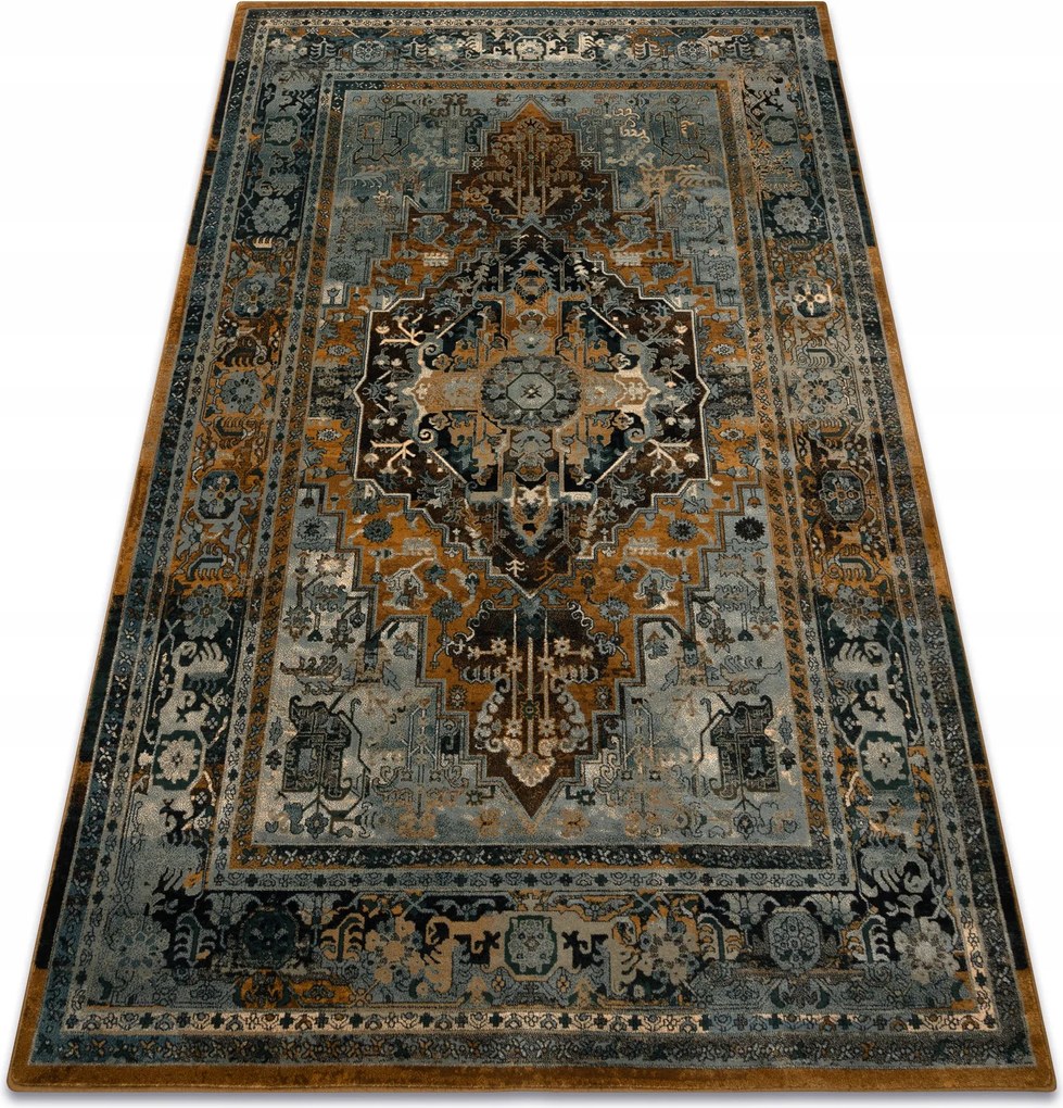 Nappali szőnyeg gyapjú Polonia Alhambra Rozetta keret konyak 170x235 cm