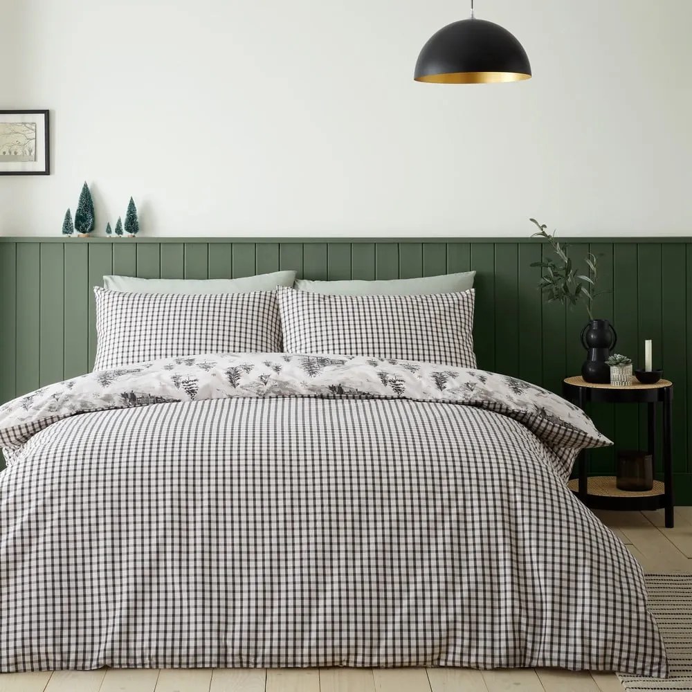 Bézs kétszemélyes-hosszabbított flanel ágyneműhuzat 230x220 cm Alpine Vilage – Catherine Lansfield