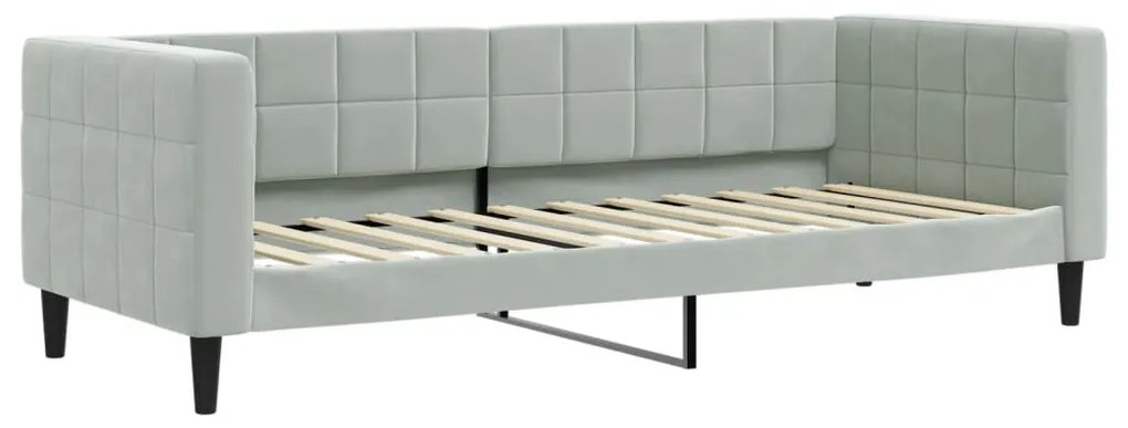 világosszürke kihúzható bársony heverő 80 x 200 cm