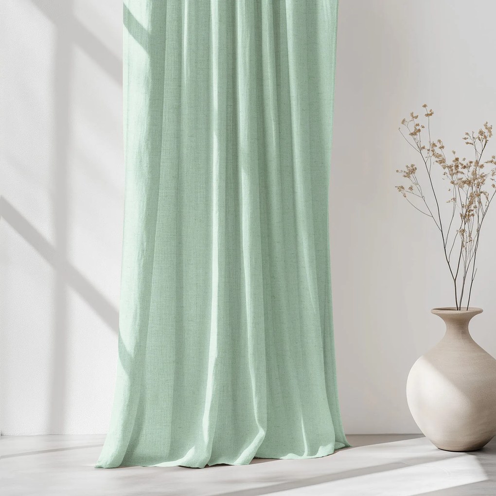 Goldea lenvászon keveréket tartalmazó drapéria - világos menta 280x145 cm