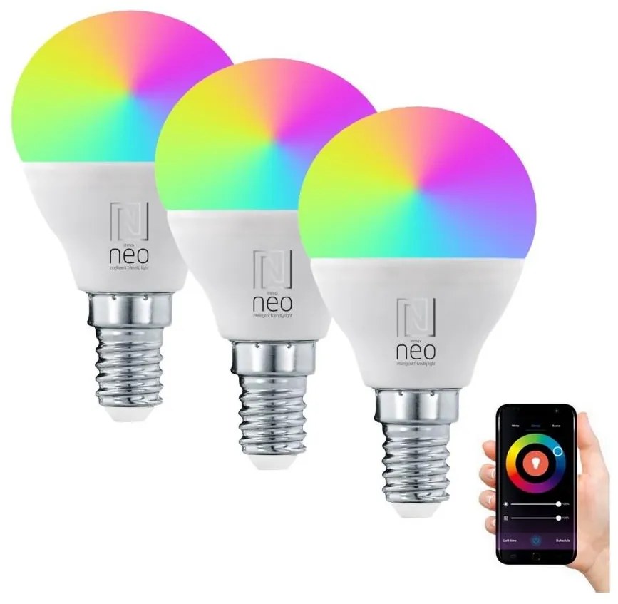 Immax NEO - KÉSZLET 3xLED RGB+CCT Dimmelhető izzó E14/6W/230V 2700-6500K Wi-Fi Tuya