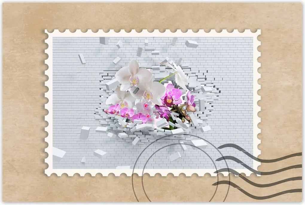 Poszterek 60x40 Orchidea a falon Virágok