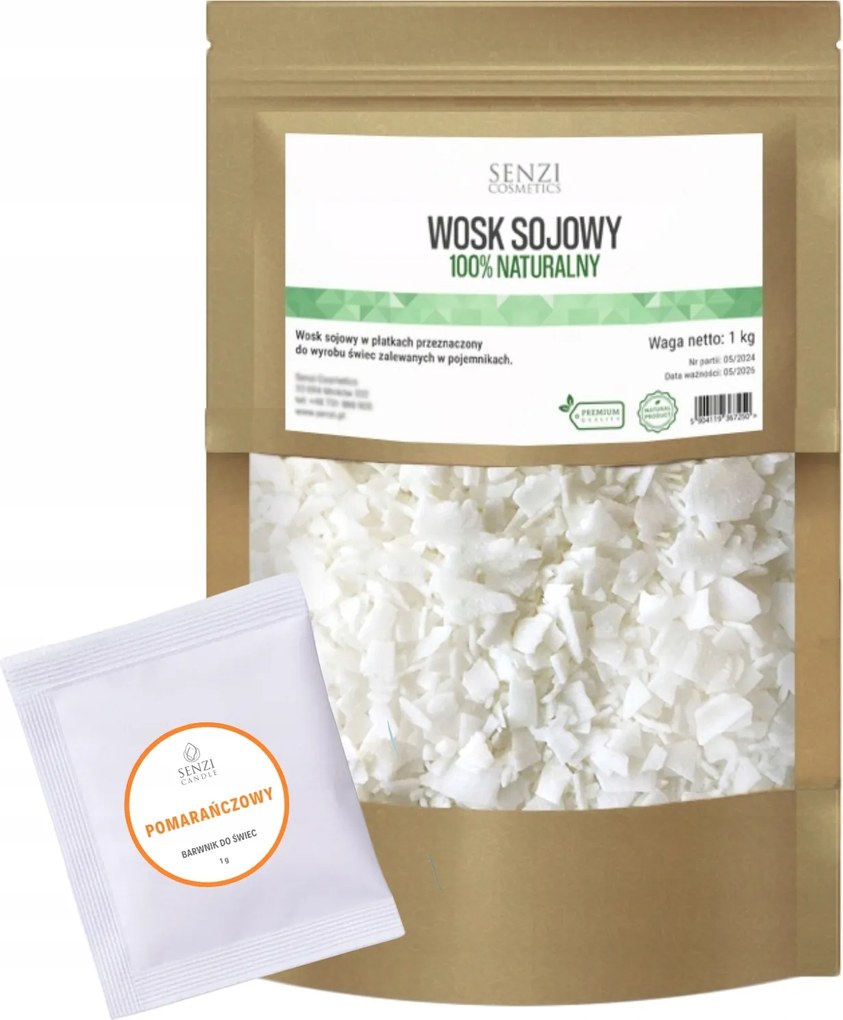 Szójaviasz Gyertyaöntő pehely 1kg Narancsszínező 1g Ajándék