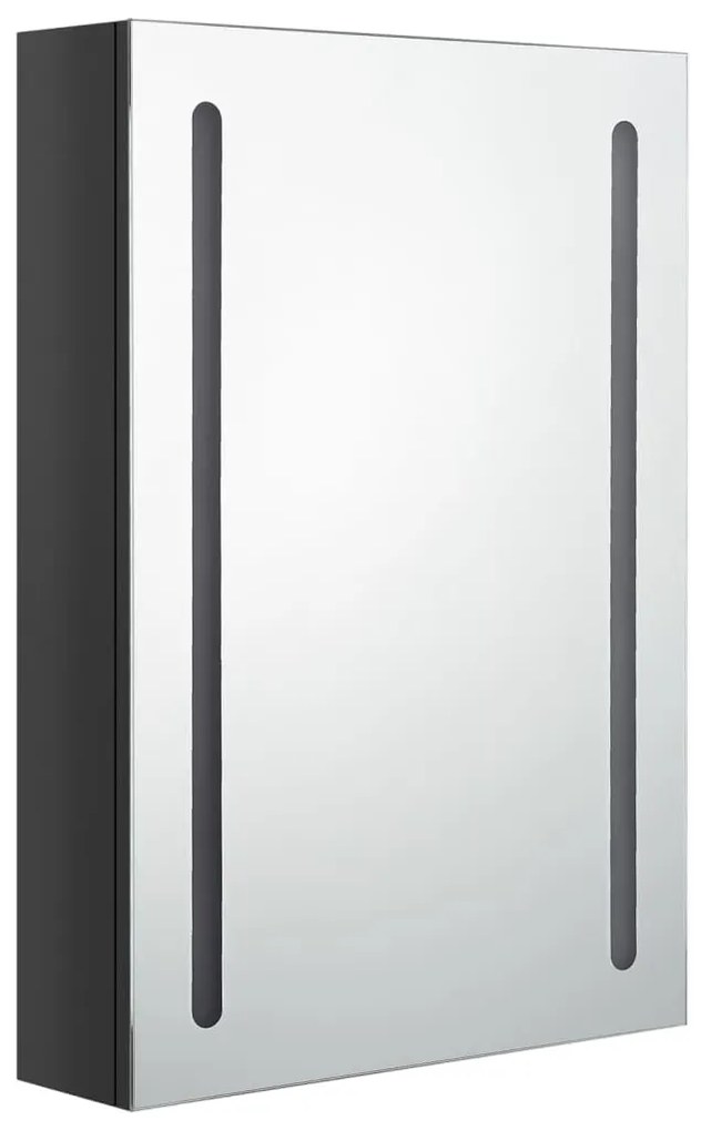 fényes fekete LED-es tükrös fürdőszobaszekrény 50 x 13 x 70 cm