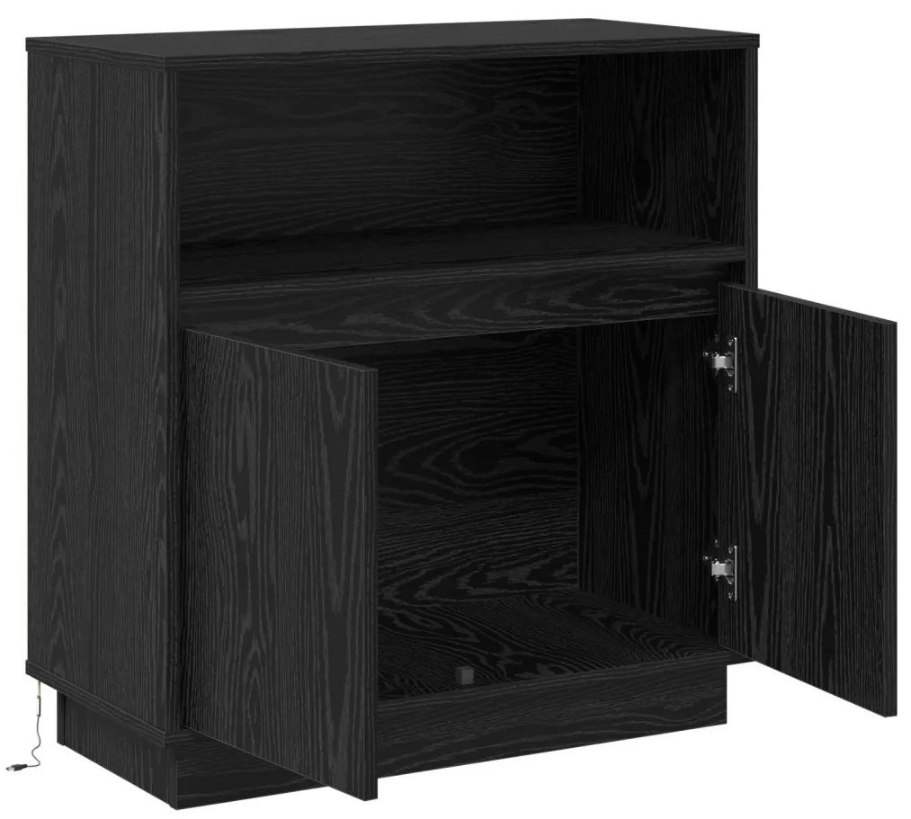 Fadoboz LED világítással Fekete Tölgy 71x34,5x75 cm Műanyag
