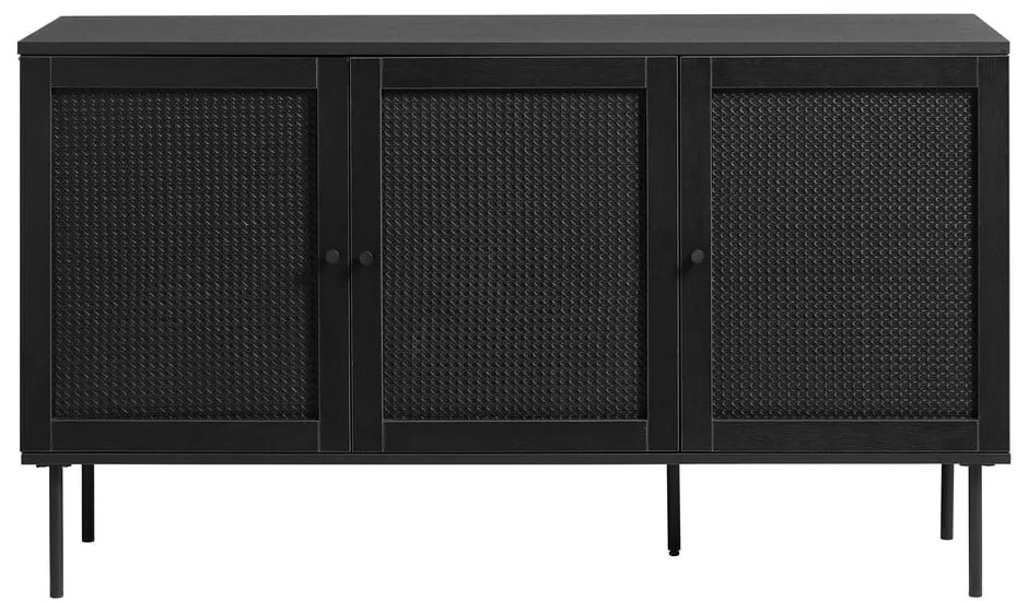 Fekete alacsony komód tölgyfa dekorral 140x80 cm Pensacola – Unique Furniture