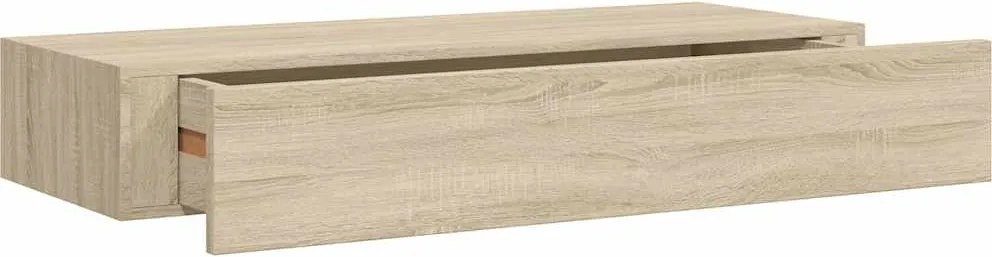 vidaXL tölgyszínű MDF falra szerelhető fiókos polc 60 x 23,5 x 10 cm