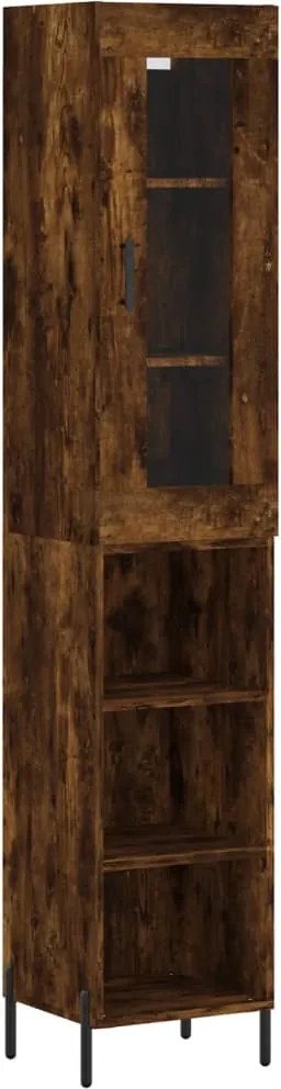 vidaXL füstös tölgy színű szerelt fa magasszekrény 34,5x34x180 cm