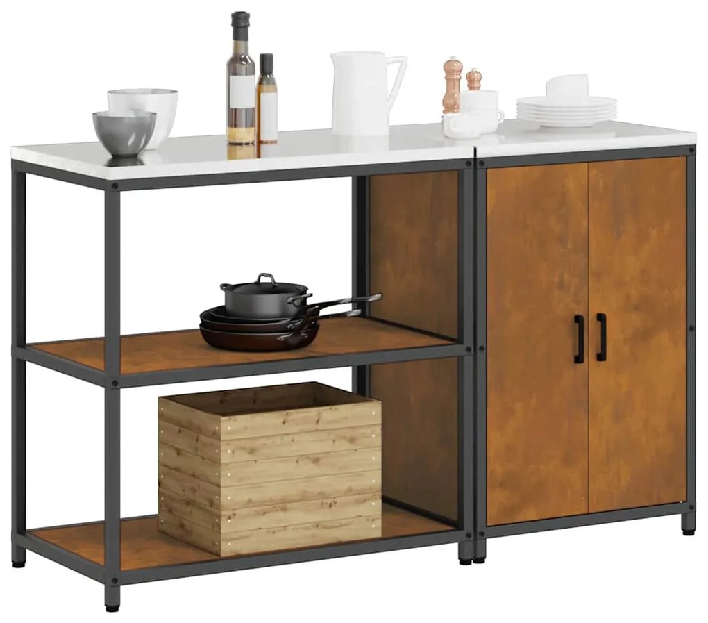 Konyhai Tároló Készlet polcokkal 2 pcs Rozsdás 150 x 50 x 92 cm