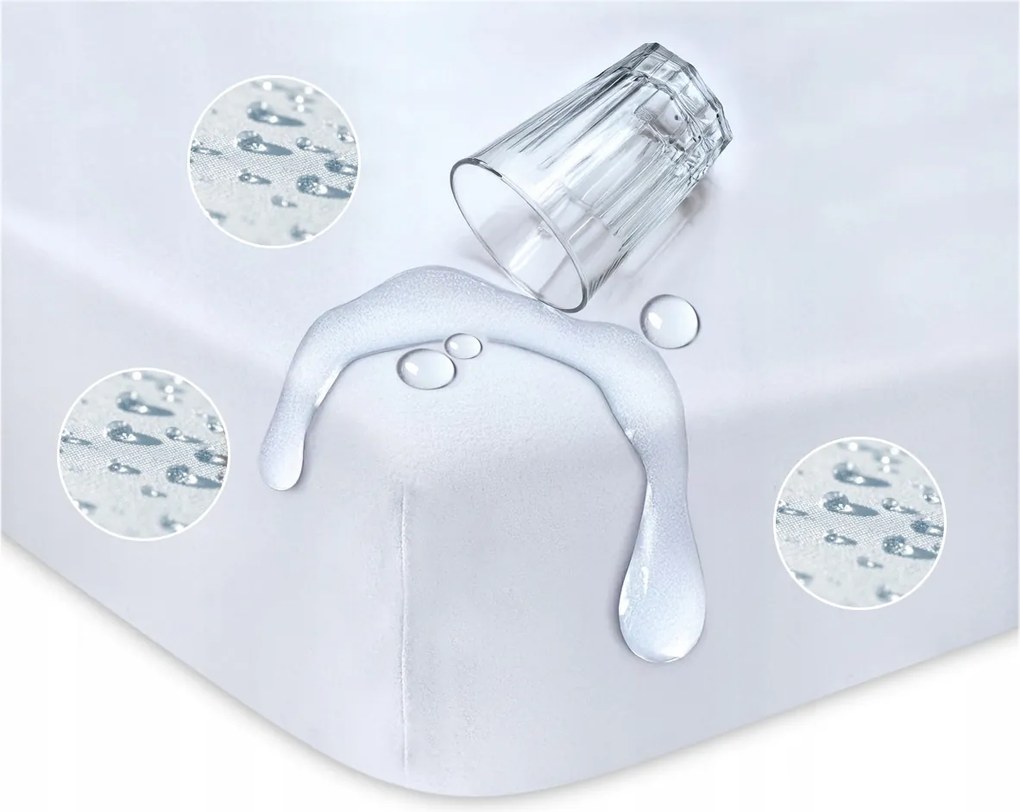 Vízhatlan Gumis lepedő 160x200 Jersey fehér Teljes Vízálló