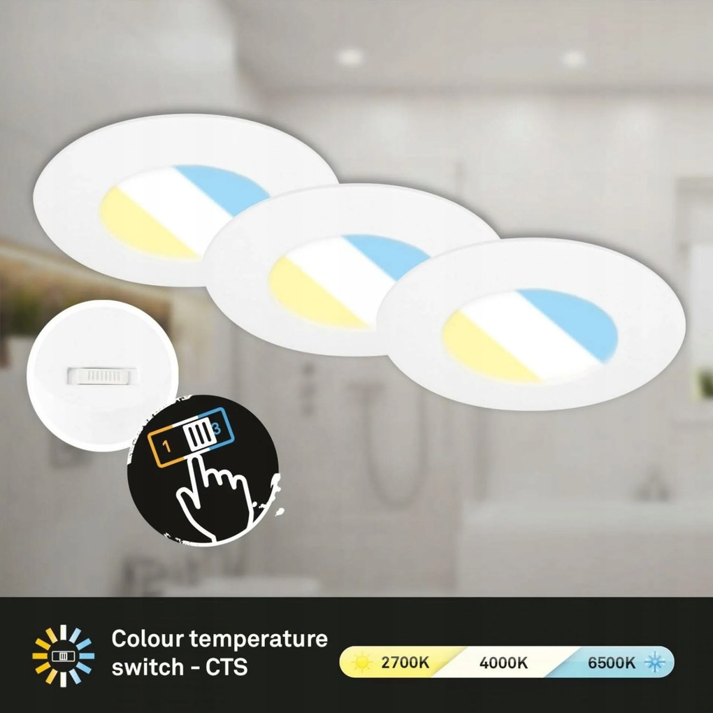 Briloner 3 db-os Cct beépíthető lámpatest szett 9 cm 580lm fehér