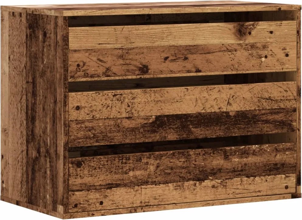 vidaXL antik fa színű szerelt fa fiókos sarokszekrény 80 x 41 x 58 cm