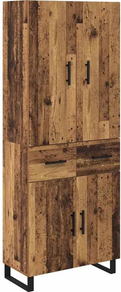 vidaXL Magasfiú 2 pcs Öreg fa 69,5 x 34 x 180 cm Műanyag Fa és Üveg