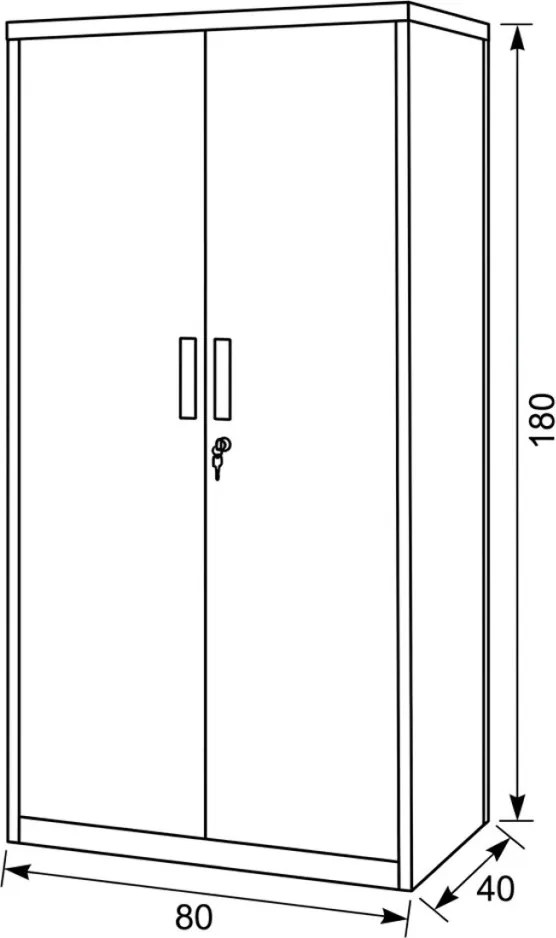 AUS-E1115 fehér fém komód 80 × 40 × 180 cm