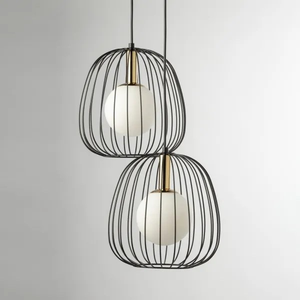 Csillár zsinóron BELL 2xG9/12W/230V fekete/arany