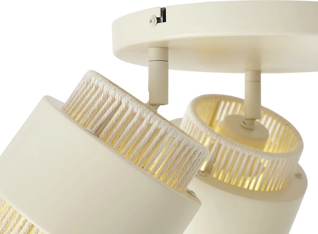 Modern mennyezeti spotlámpa bézs színben, kötéllel, 3 izzós, forgatható és dönthető - Kora