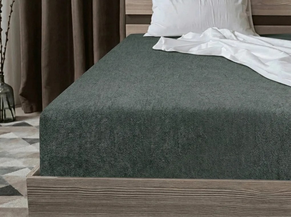 Frottír gumis lepedő EXCLUSIVE zöldesszürke 200x220 cm