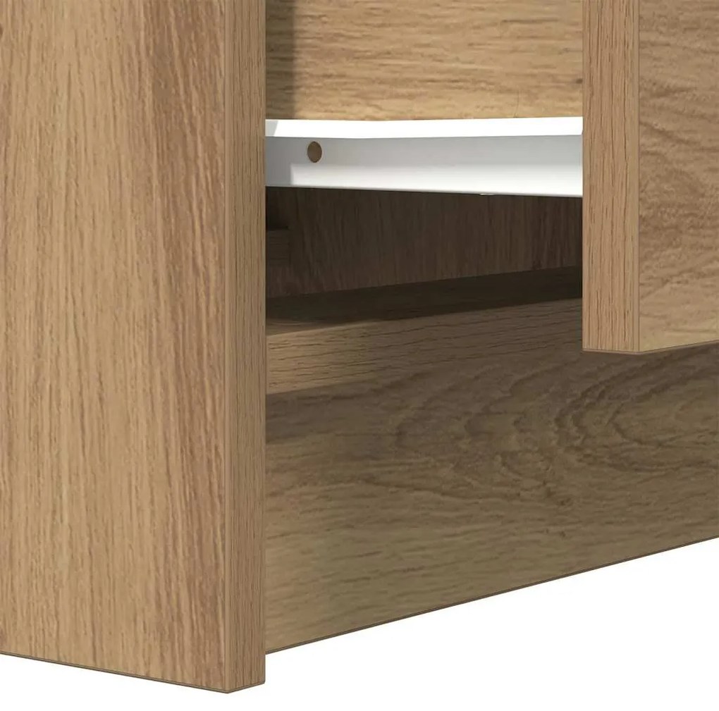 kézműves tölgy színű éjjeliszekrény 2 fiókkal 38x34x80 cm