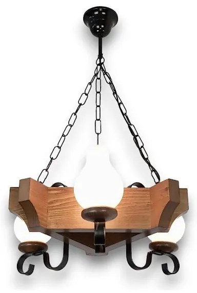 Brilagi - Csillár láncon QUEEN 3xE14/40W/230V bükkfa/dió