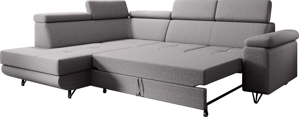 Kinyitható ülőgarnitúra, világosszürke, balos, JOGI ROH