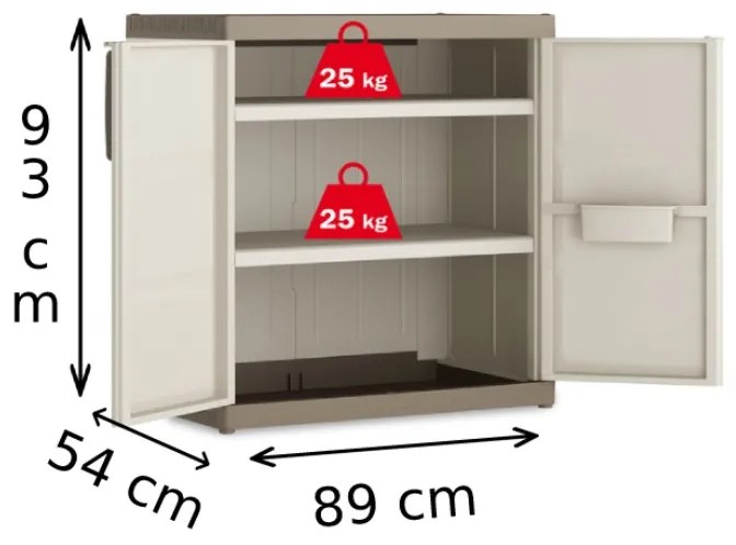 Keter XL méretű 2 polcos alacsony Excellence LOW műanyag szekrény