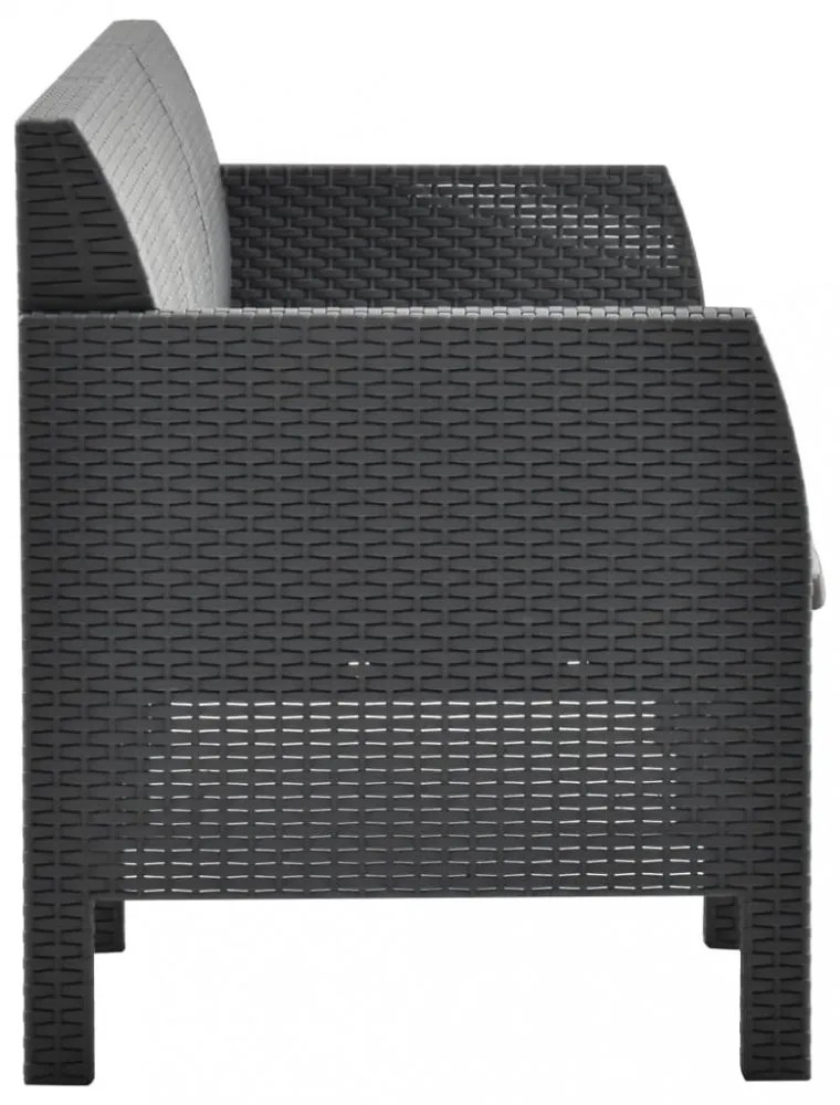 vidaXL 4 részes antracit PP rattan kerti bútorgarnitúra párnákkal