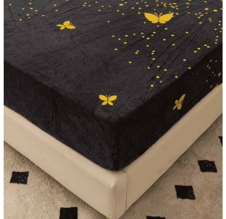 VISATA 180x200 cm fekete mikroplüss lepedő