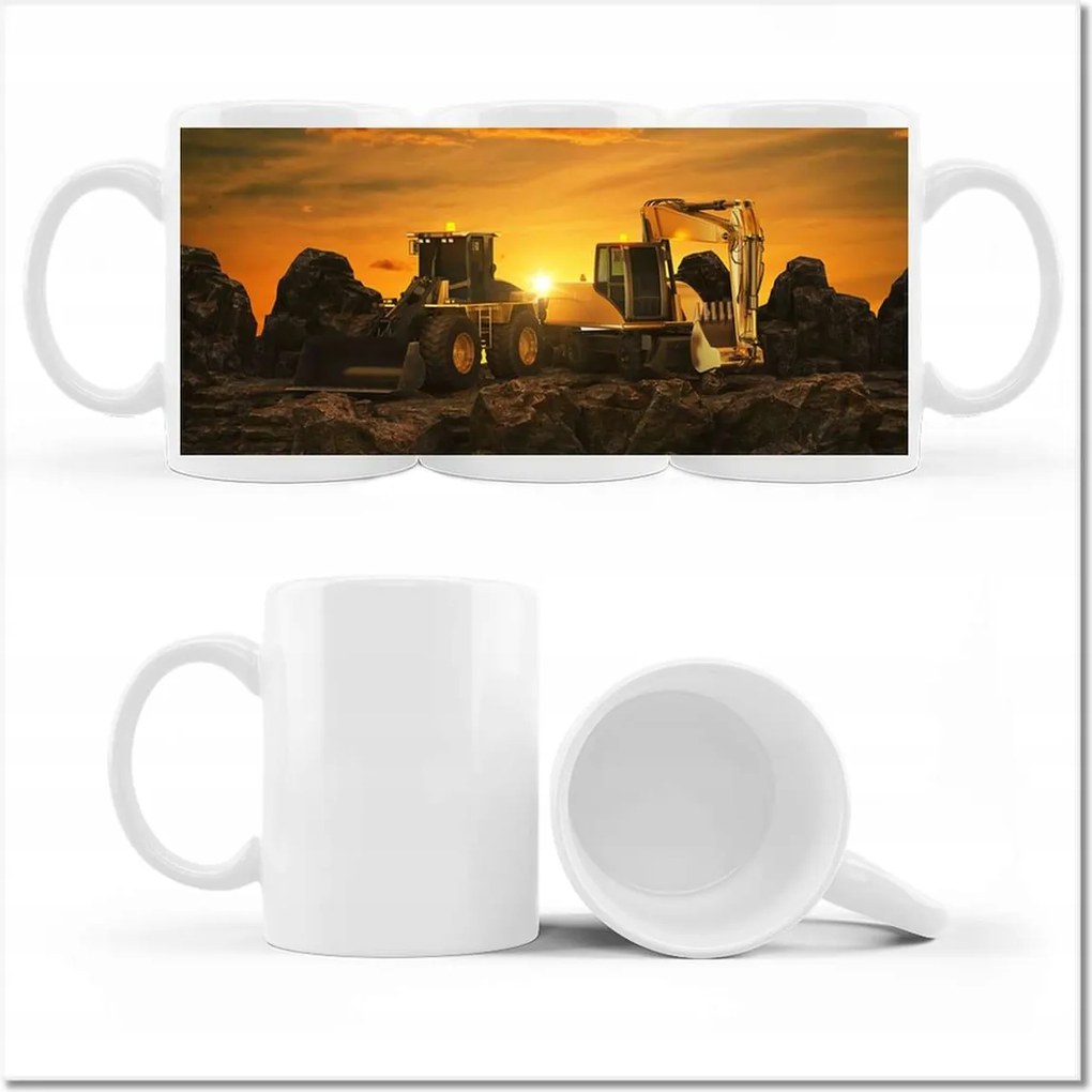 Bögre fényképpel Kotrógép naplemente