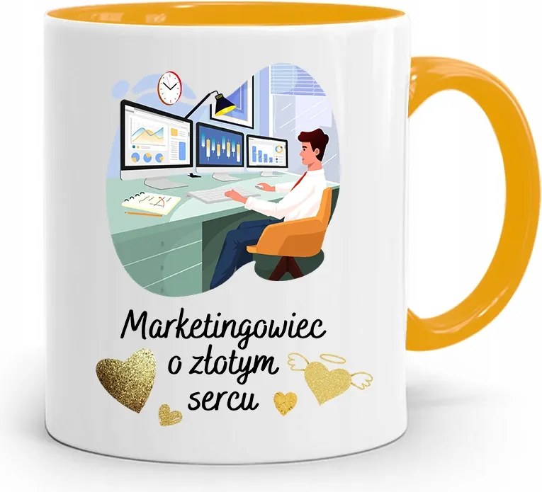 Marketingeseknek Marketing Bögre Sárga Ajándék fényképes nyomtatással