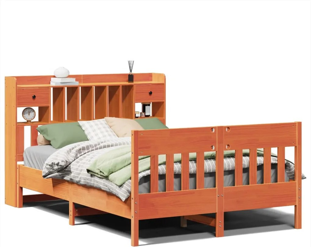 vidaXL viaszbarna tömör fenyőfa ágy matrac nélkül 160 x 200 cm