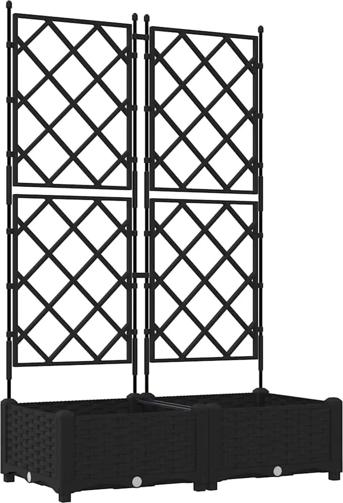 vidaXL Kerti cserép 2 pcs Fekete 80 x 40 x 125,5 cm Acél