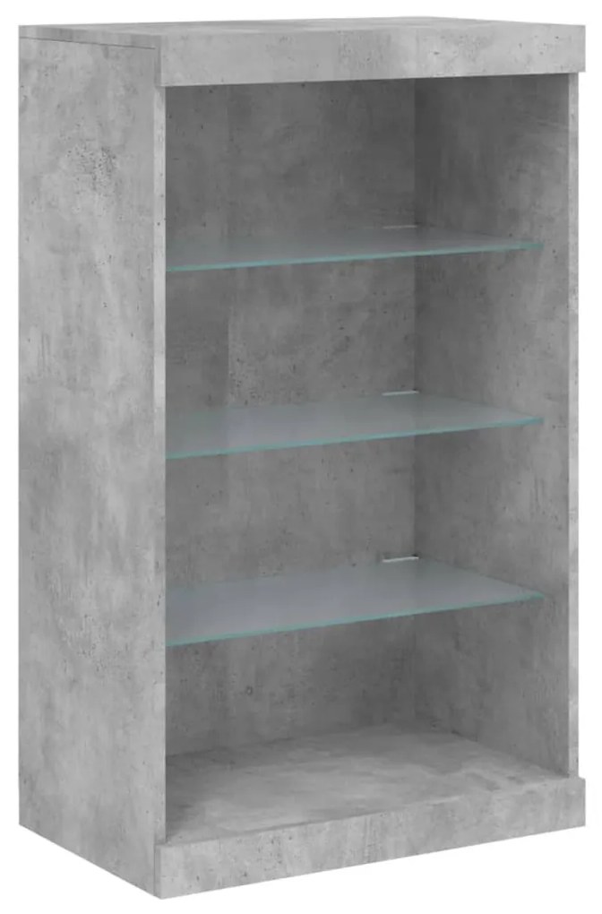 betonszürke tálalószekrény LED-világítással 60,5 x 37 x 100 cm