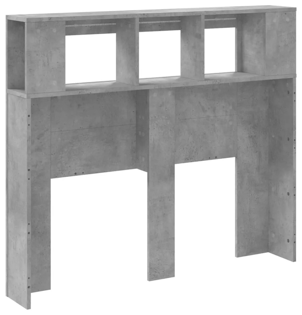 betonszürke szerelt fa LED-es fejtámla 120x18,5x103,5 cm