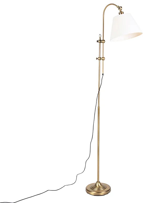 Klasszikus állólámpa bronz színű fehér árnyékolóval - Ashley
