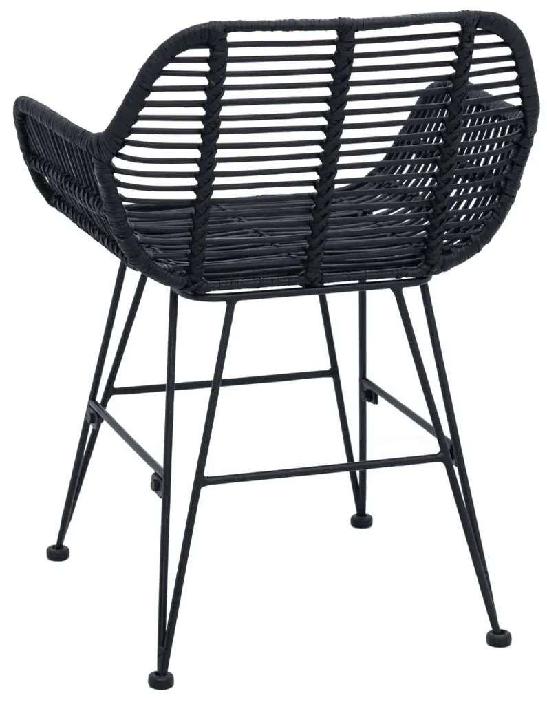 Étkezőszék 2 pcs Fekete 55 x 50 x 74 cm Rattan és Vas
