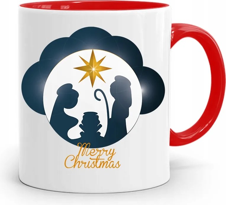 Piros Karácsonyi Bögre Mikulás Karácsonyfa Alá, fényképes nyomattal