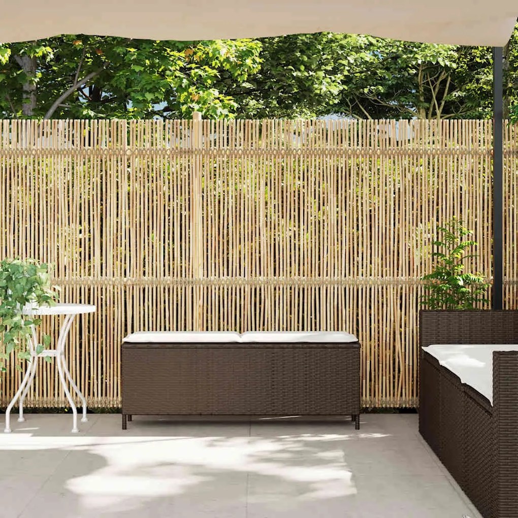 Barna polyrattan kerti pad párnával 110x30x40,5 cm