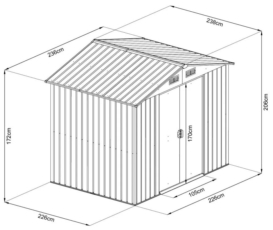 Avenberg Kerti ház szerszámokra 2.4 x 2.4 m Antracit SD-X0808-H170