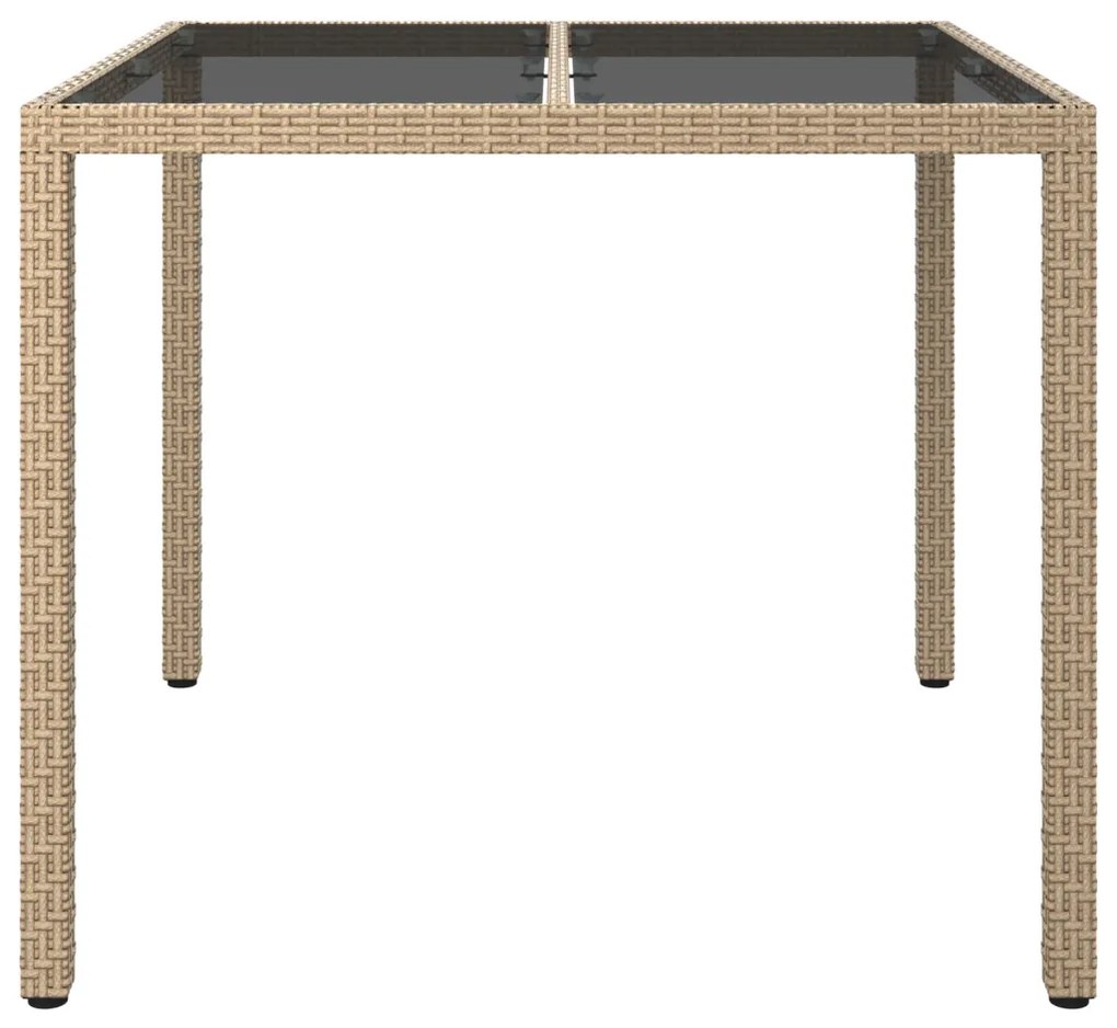 Kerti Étkezőasztal Bézs 90x90x75 cm Polirattan