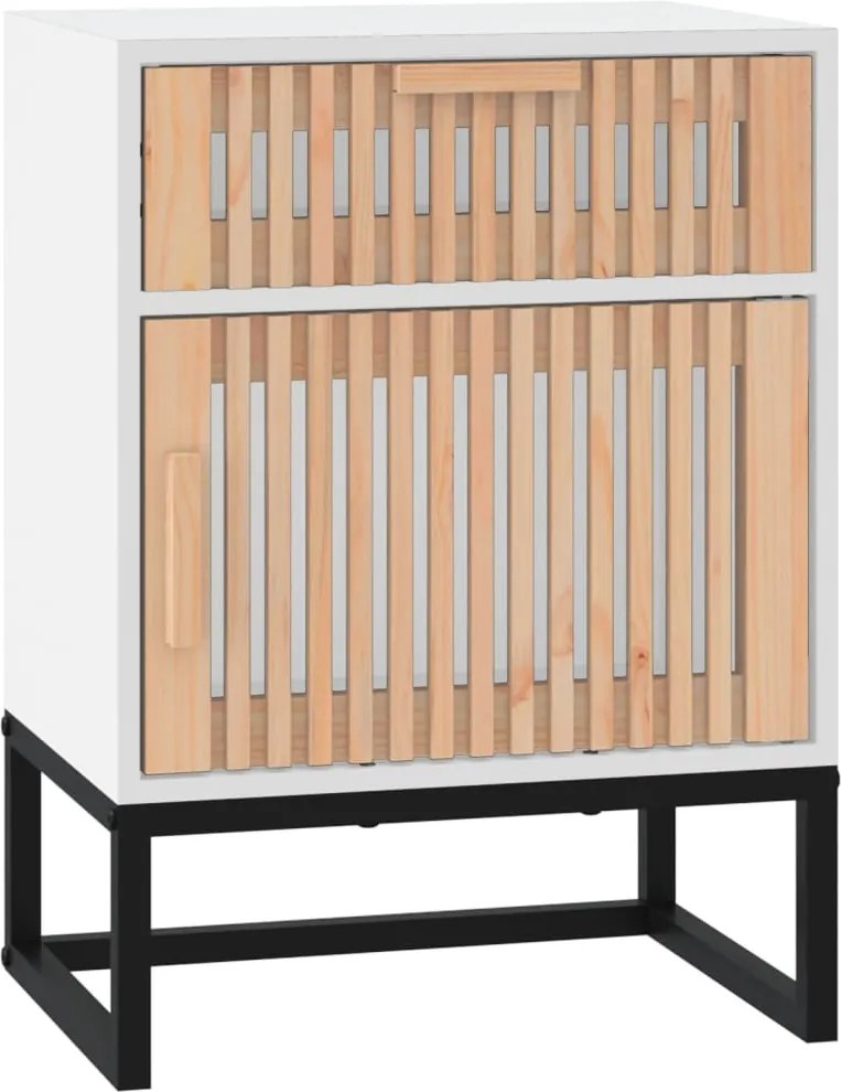 vidaXL fehér szerelt fa és vas éjjeliszekrény 40 x 30 x 55,5 cm